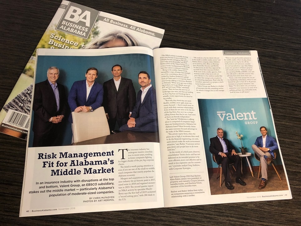 Business Alabama Features Valent: Risk Management for the Middle Market